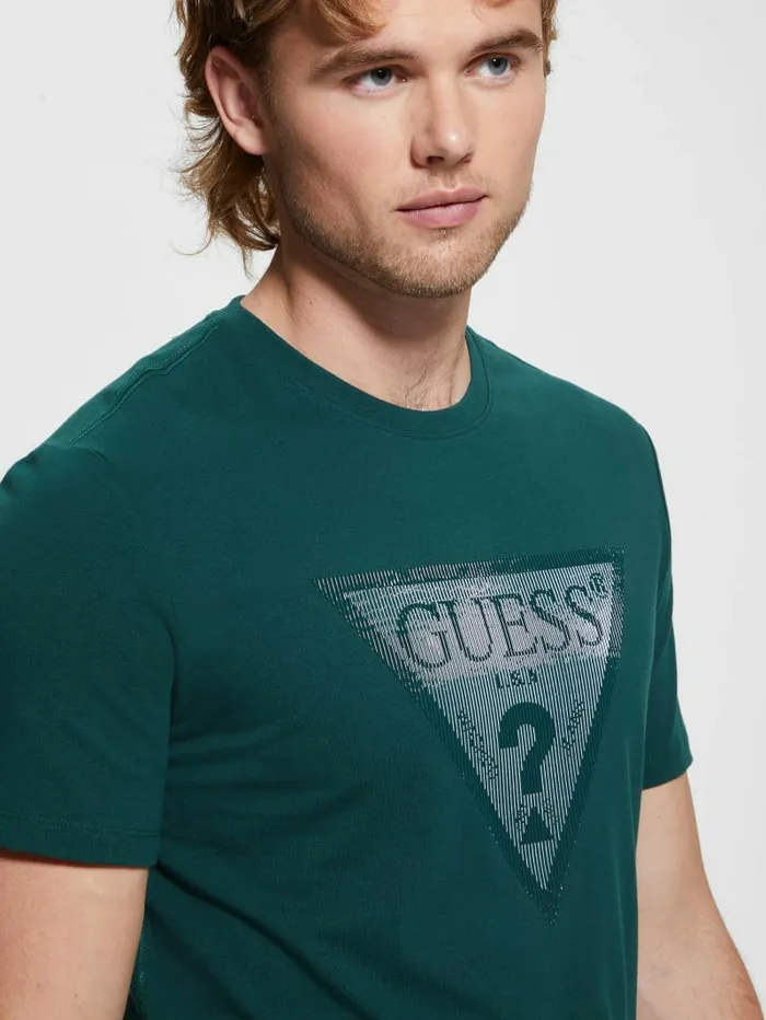 TShirts and Tanks Eco Triangle Crewneck Tee Dark Jade 8211 GUESS Men