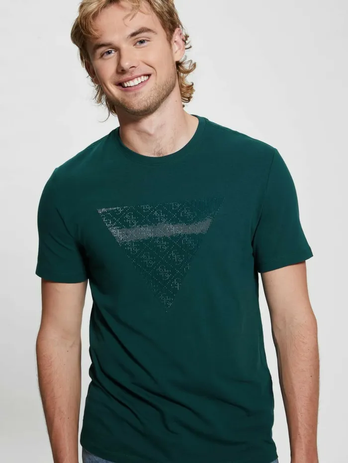 TShirts and Tanks Eco Triangle Crewneck Tee Dark Jade 8211 GUESS Men TShirts and Tanks Eco Triangle Crewneck Tee Dark Jade 8211 GUESS Men