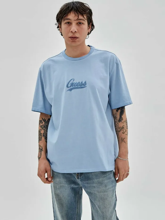 TShirts and Tanks GUESS Men GUESS Originals Icon Logo Tee Faint Blue Multi