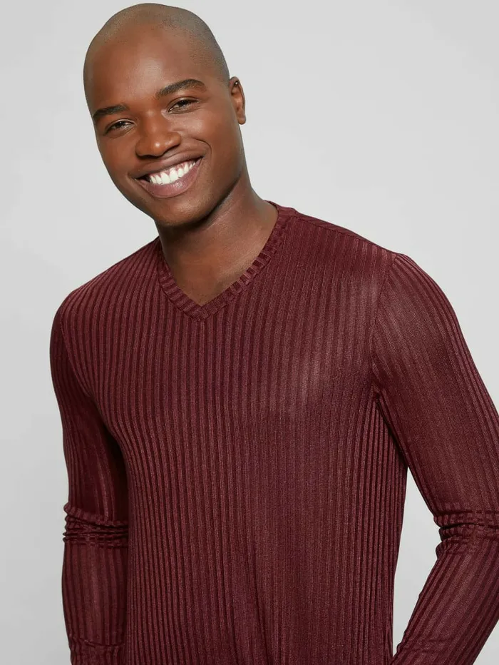 TShirts and Tanks GUESS Men Warehouse VNeck Knit Tee Red Noir