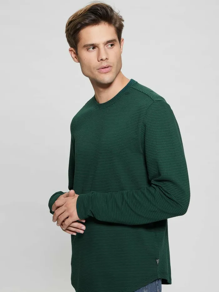 TShirts and Tanks Men Colima Striped Tee Dark Jade Multi GUESS