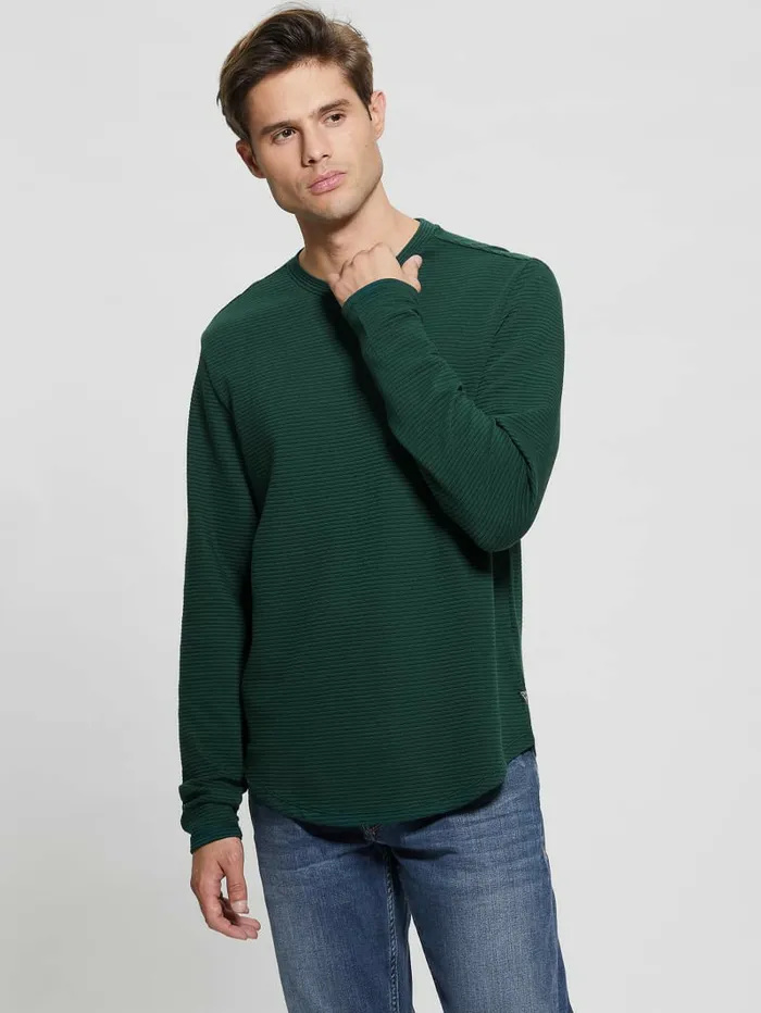TShirts and Tanks Men Colima Striped Tee Dark Jade Multi GUESS TShirts and Tanks Men Colima Striped Tee Dark Jade Multi GUESS