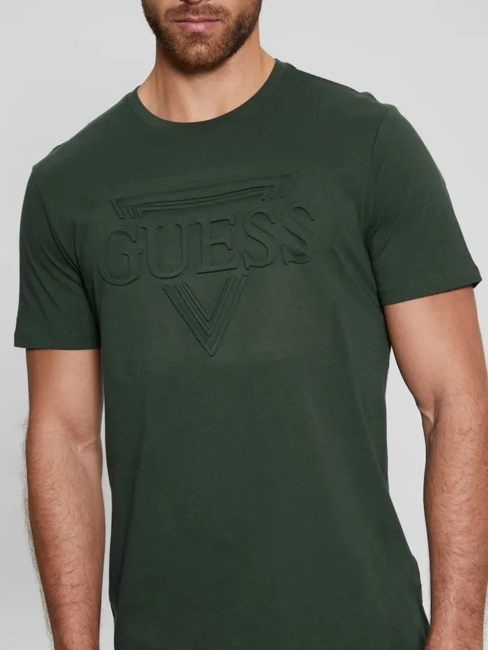 TShirts and Tanks Men GUESS Eco Embossed Logo Tee Jungle Greens