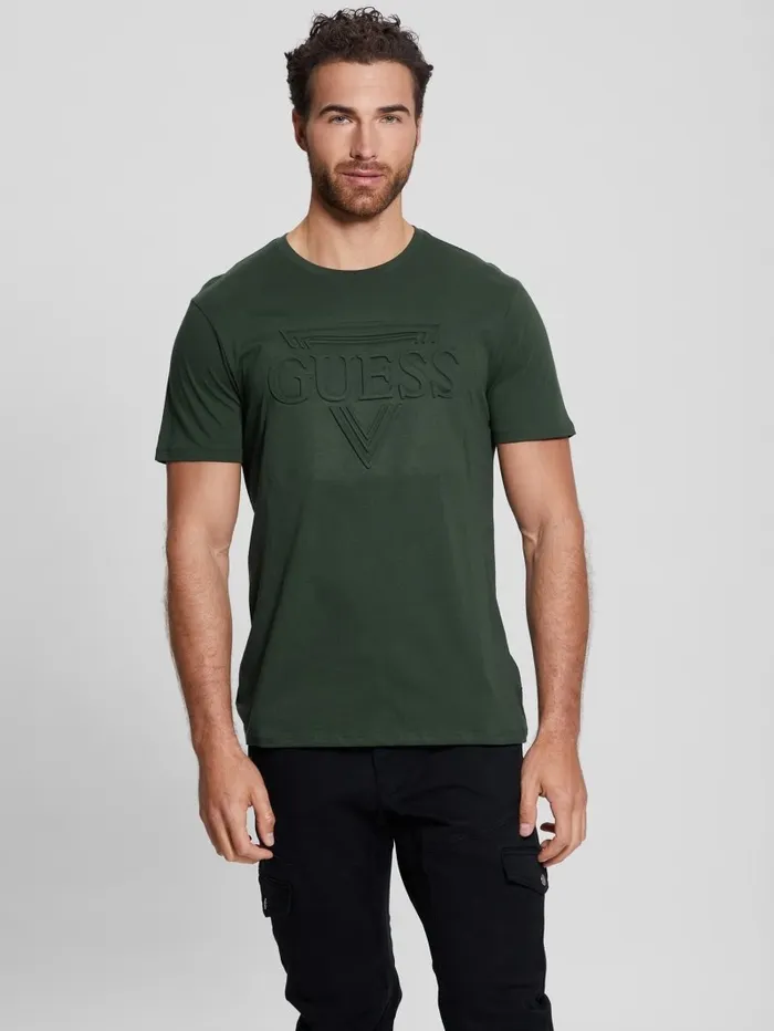 TShirts and Tanks Men GUESS Eco Embossed Logo Tee Jungle Greens