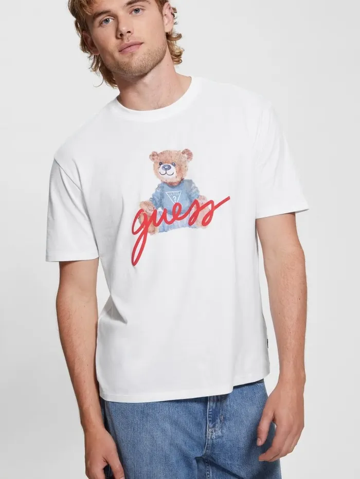 TShirts and Tanks Men Logo Bear Tee Pure White GUESS