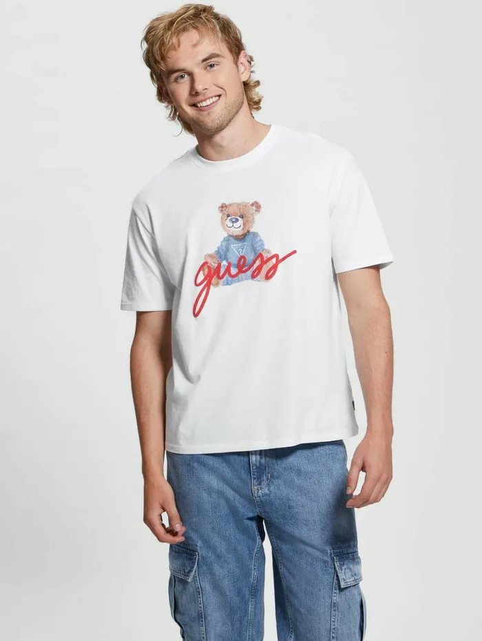 TShirts and Tanks Men Logo Bear Tee Pure White GUESS TShirts and Tanks Men Logo Bear Tee Pure White GUESS
