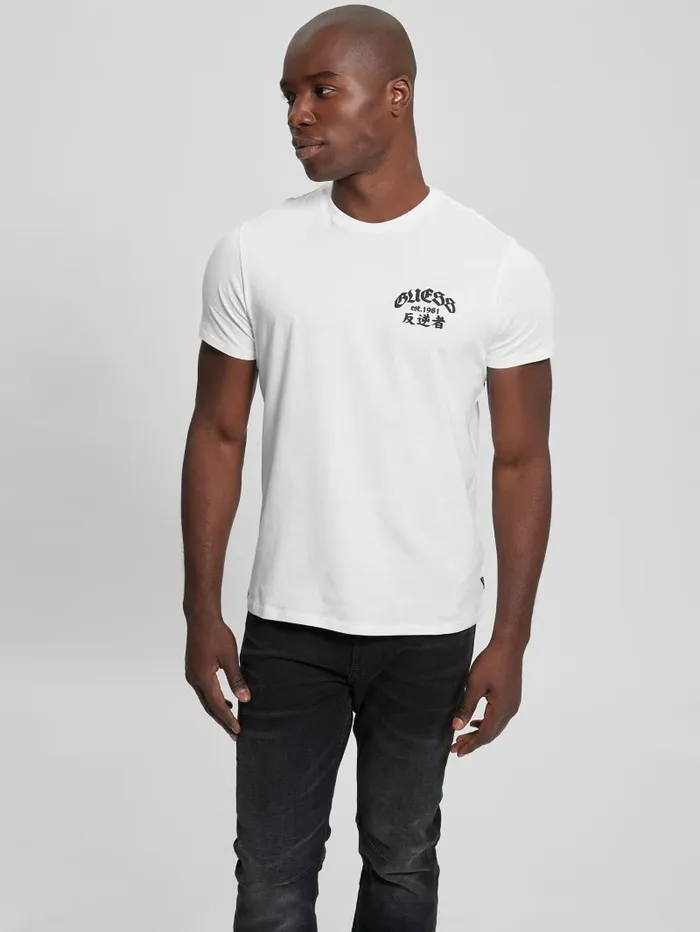 TShirts and Tanks Washed Print Tee White Alyssum Multi 8211 GUESS Men