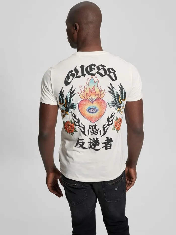 TShirts and Tanks Washed Print Tee White Alyssum Multi 8211 GUESS Men TShirts and Tanks Washed Print Tee White Alyssum Multi 8211 GUESS Men