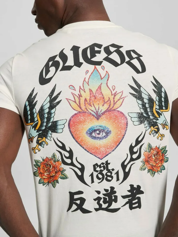TShirts and Tanks Washed Print Tee White Alyssum Multi 8211 GUESS Men TShirts and Tanks Washed Print Tee White Alyssum Multi 8211 GUESS Men