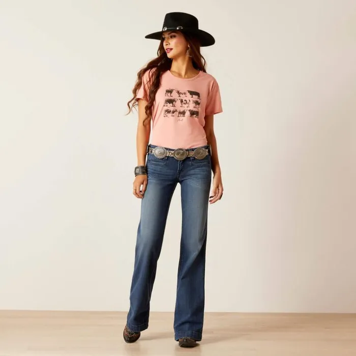 TShirts and Tops Women Ariat Ariat Cow Chart TShirt Sunset Heather TShirts and Tops Women Ariat Ariat Cow Chart TShirt Sunset Heather