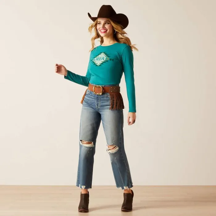 TShirts and Tops Women Ariat Ariat Southwest Logo TShirt Teal Green Heather TShirts and Tops Women Ariat Ariat Southwest Logo TShirt Teal Green Heather