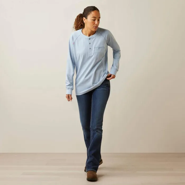TShirts and Tops Women Ariat FR Air Henley Colony Blue Space Dye Heather TShirts and Tops Women Ariat FR Air Henley Colony Blue Space Dye Heather