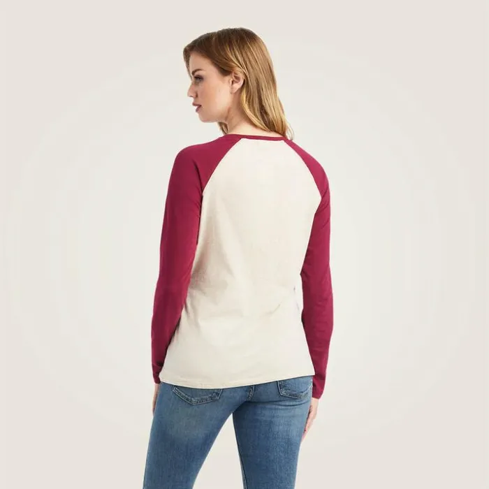TShirts and Tops Women Ariat REAL Ariat Baseball Shirt Oatmeal Heatherbeet Red TShirts and Tops Women Ariat REAL Ariat Baseball Shirt Oatmeal Heatherbeet Red