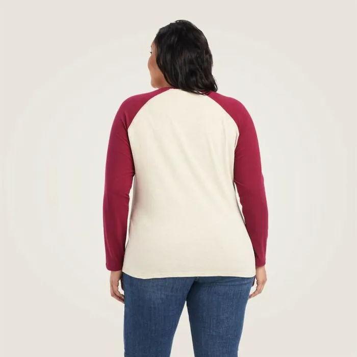 TShirts and Tops Women Ariat REAL Ariat Baseball Shirt Oatmeal Heatherbeet Red TShirts and Tops Women Ariat REAL Ariat Baseball Shirt Oatmeal Heatherbeet Red