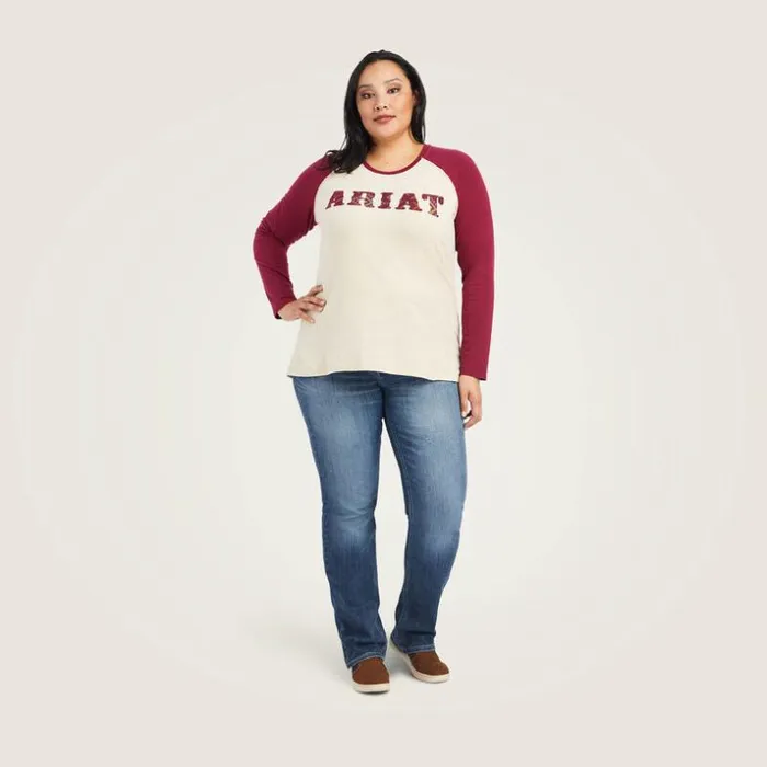 TShirts and Tops Women Ariat REAL Ariat Baseball Shirt Oatmeal Heatherbeet Red TShirts and Tops Women Ariat REAL Ariat Baseball Shirt Oatmeal Heatherbeet Red