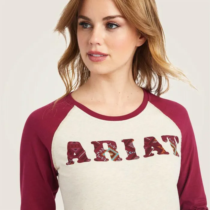 TShirts and Tops Women Ariat REAL Ariat Baseball Shirt Oatmeal Heatherbeet Red TShirts and Tops Women Ariat REAL Ariat Baseball Shirt Oatmeal Heatherbeet Red