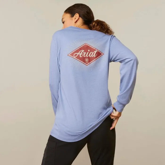 TShirts and Tops Women Ariat Rebar Cotton Strong Diamond Colony Blue Heather