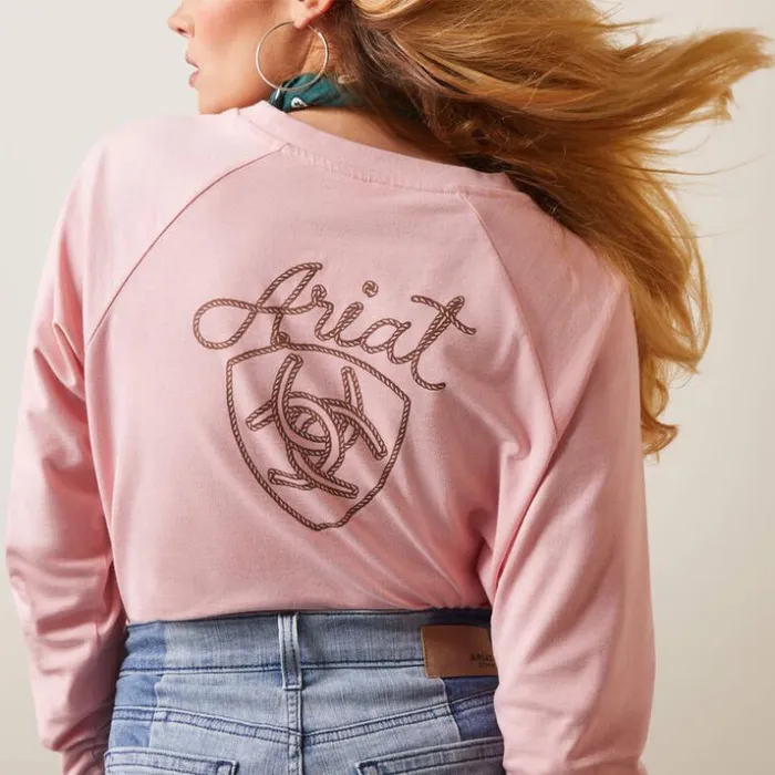 TShirts and Tops Women Ariat Ropey Shield Tee Coral Blush