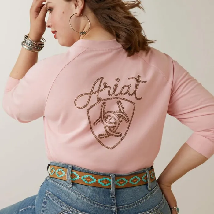 TShirts and Tops Women Ariat Ropey Shield Tee Coral Blush TShirts and Tops Women Ariat Ropey Shield Tee Coral Blush