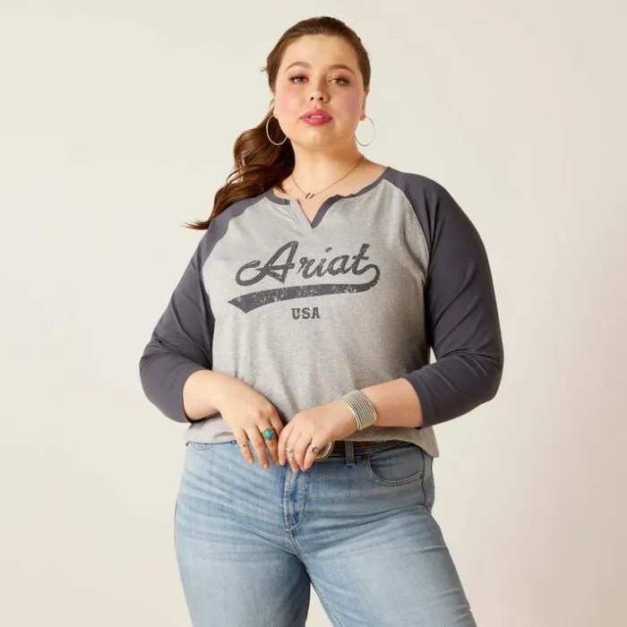 TShirts and Tops Women Ariat Split Neck Heather Grey TShirts and Tops Women Ariat Split Neck Heather Grey