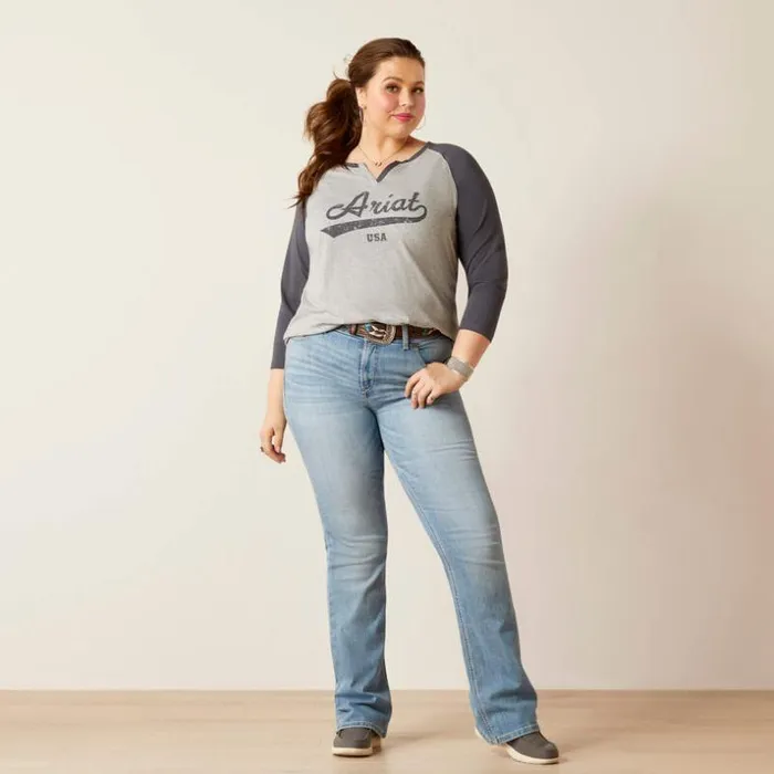 TShirts and Tops Women Ariat Split Neck Heather Grey TShirts and Tops Women Ariat Split Neck Heather Grey