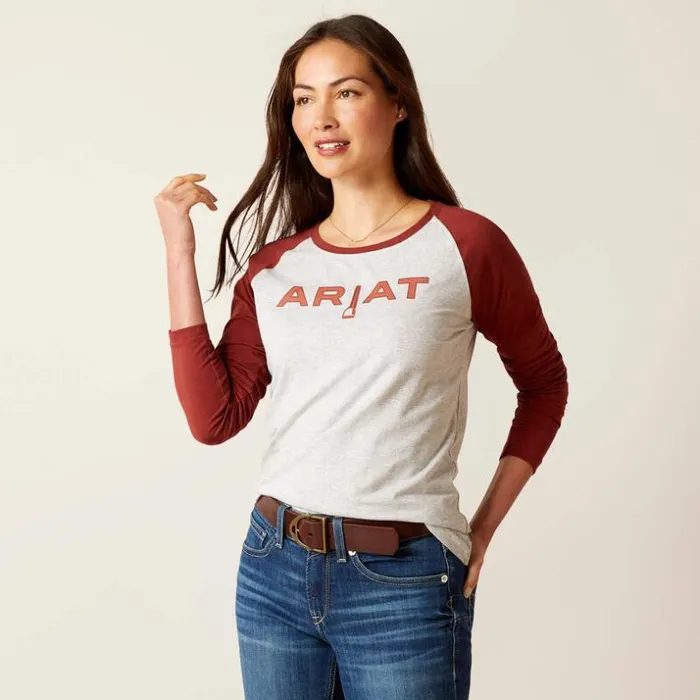 TShirts and Tops Women Ariat Stirrup Leather I TShirt Heather Greyfired Brick