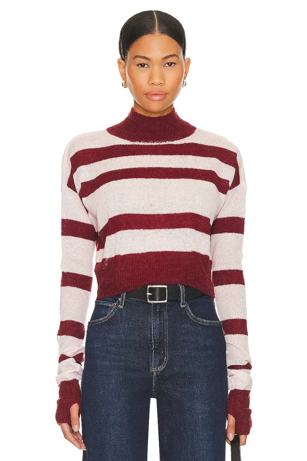 Tandice Striped Sweater Blush and Burgundy Women Lovers and Friends Sweaters and Knits Tandice Striped Sweater Blush and Burgundy Women Lovers and Friends Sweaters and Knits