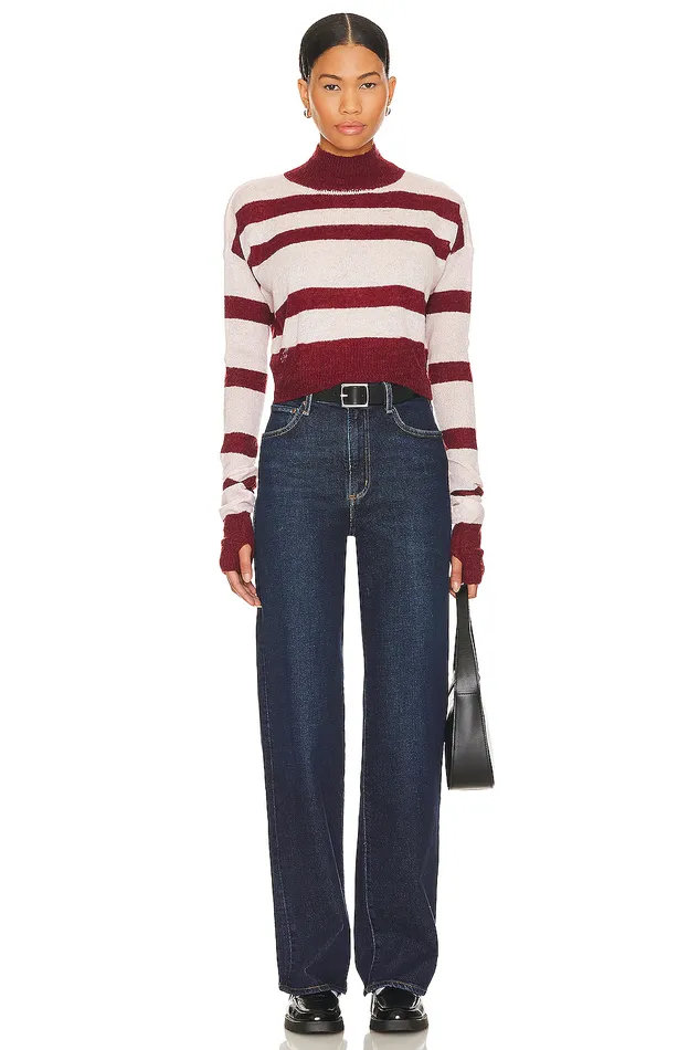 Tandice Striped Sweater Blush and Burgundy Women Lovers and Friends Sweaters and Knits Tandice Striped Sweater Blush and Burgundy Women Lovers and Friends Sweaters and Knits
