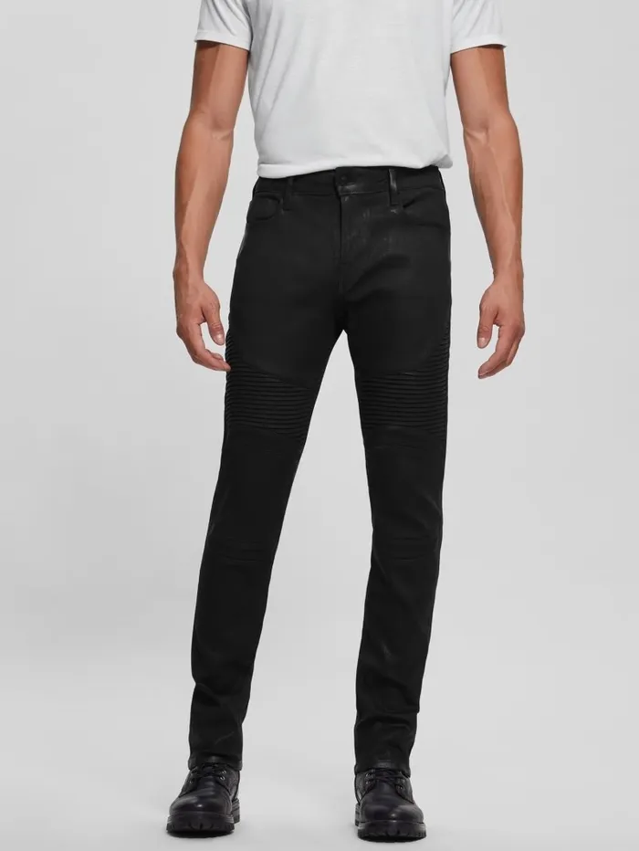 Tapered Moto Jeans Mechanical Black Wash Men Jeans and Denim GUESS