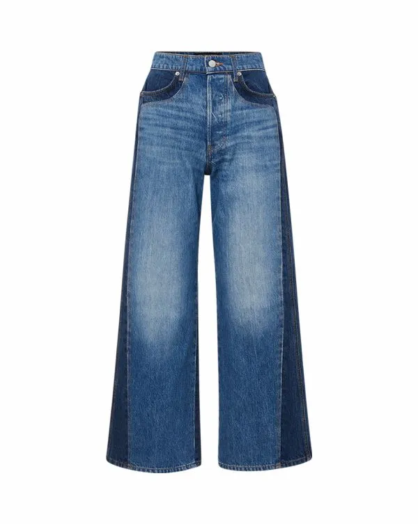 Taylor TwoTone Cropped WideLeg Jean Rebel Blue Colorblock Women Veronica Beard Jeans Taylor TwoTone Cropped WideLeg Jean Rebel Blue Colorblock Women Veronica Beard Jeans
