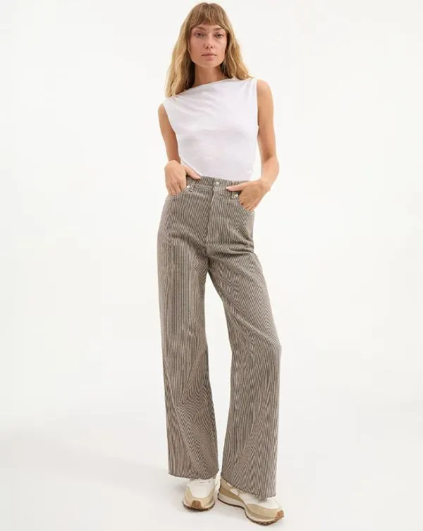 Taylor WideLeg Jean Cedar Stripe Women Veronica Beard Jeans