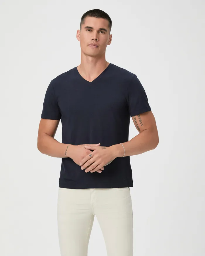Tees PAIGE Men Grayson V Neck Tee 8211 Deep Anchor