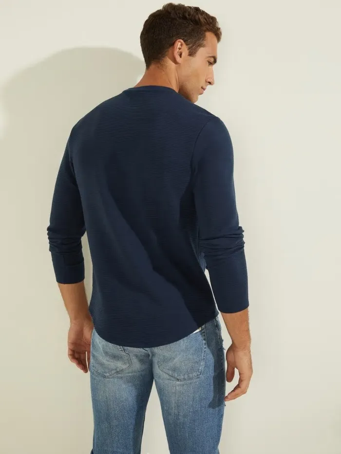 Textured Jersey LongSleeve Tee Silk Blue TShirts and Tanks GUESS Men Textured Jersey LongSleeve Tee Silk Blue TShirts and Tanks GUESS Men