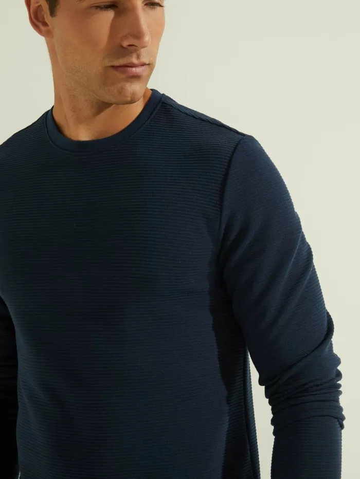 Textured Jersey LongSleeve Tee Silk Blue TShirts and Tanks GUESS Men Textured Jersey LongSleeve Tee Silk Blue TShirts and Tanks GUESS Men
