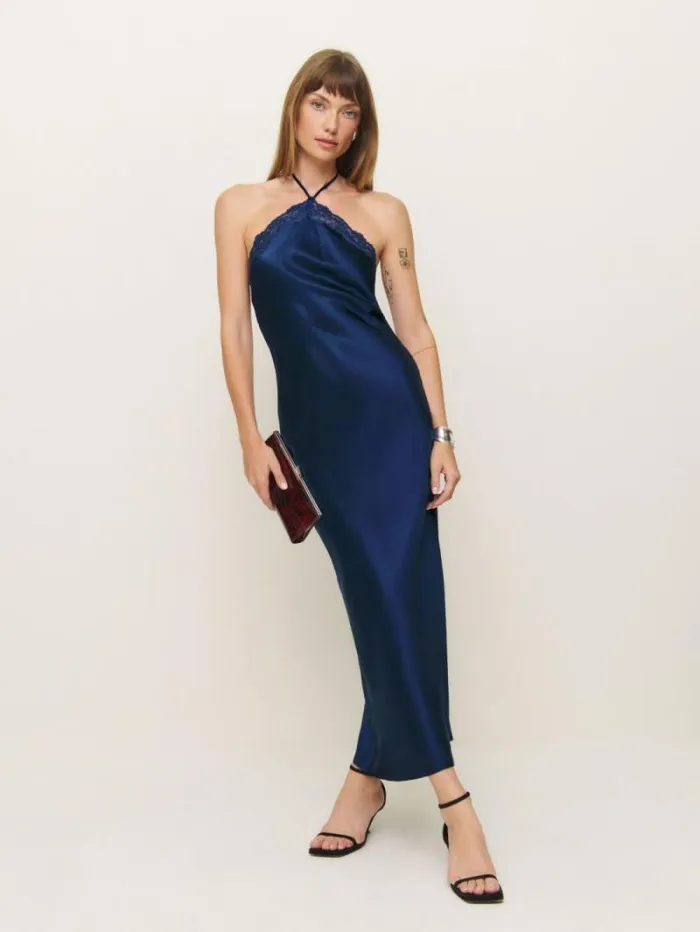 The Reformation Aara Silk Dress Danube 8211 ClothingWeddings