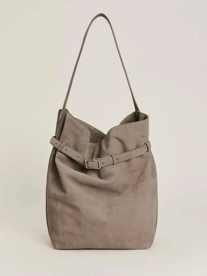 The Reformation Alessandra Bucket Bag Taupe Suede 8211 Bags