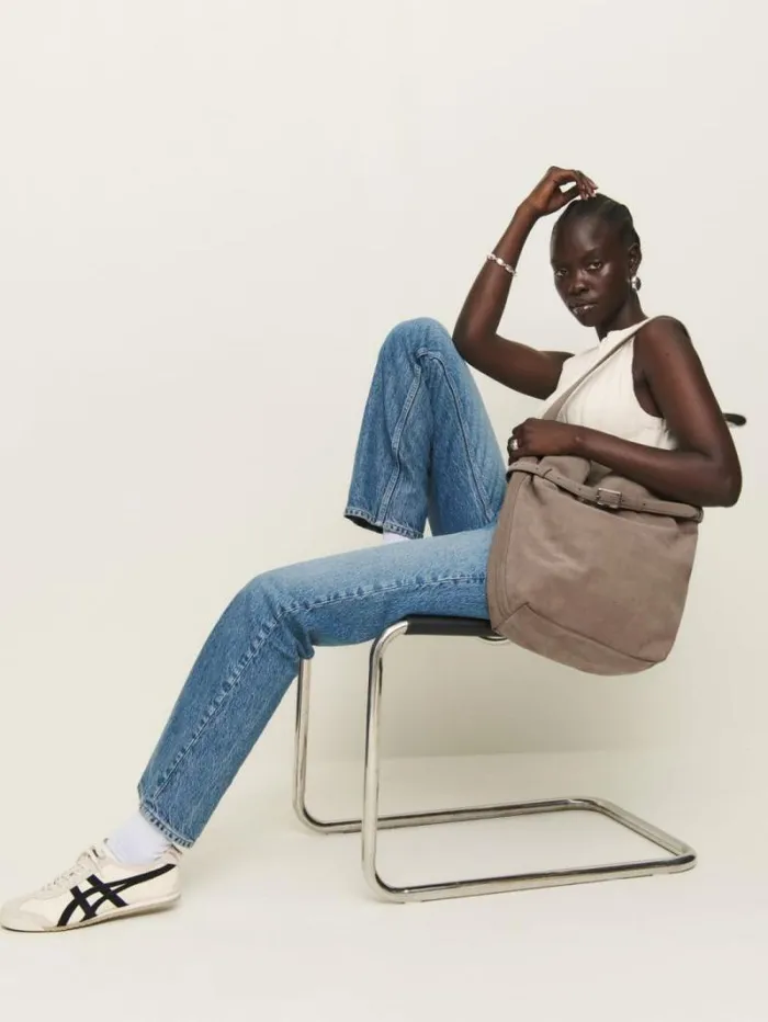 The Reformation Alessandra Bucket Bag Taupe Suede 8211 Bags