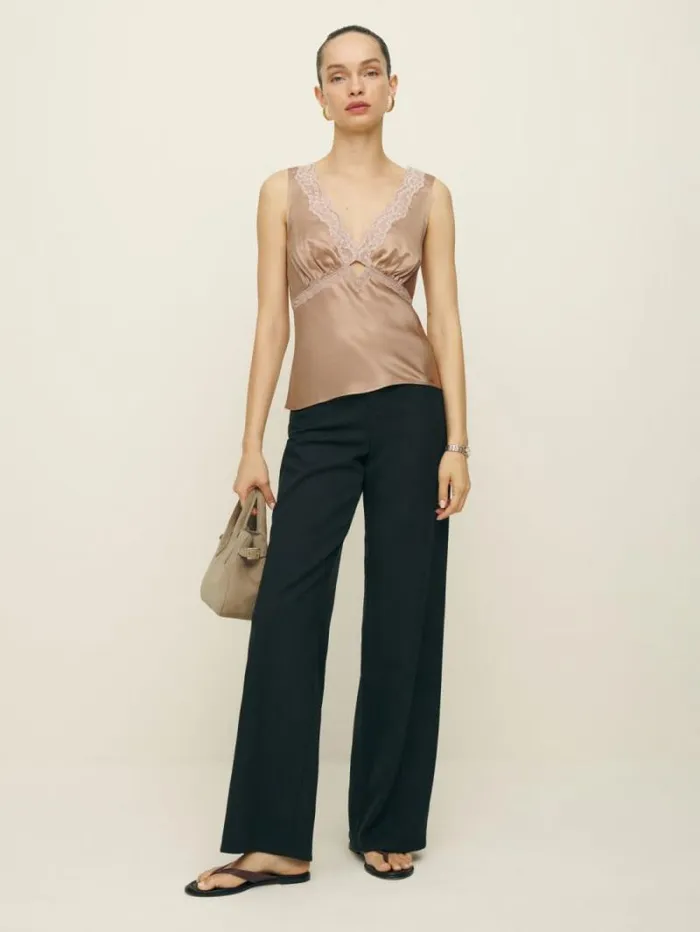 The Reformation Aliceyn Silk Top Macadamia 8211 Clothing