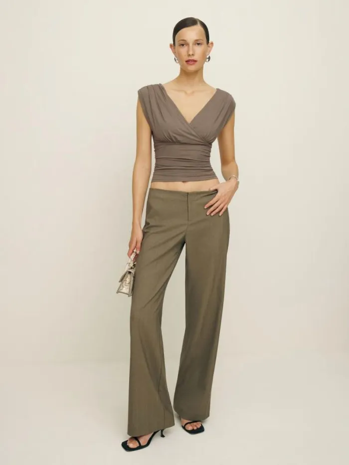 The Reformation Amelia Knit Top Shitake 8211 Clothing