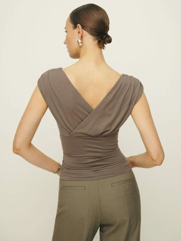 The Reformation Amelia Knit Top Shitake 8211 Clothing