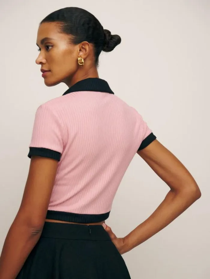 The Reformation Aminara Knit Top Carnation Black 8211 Clothing