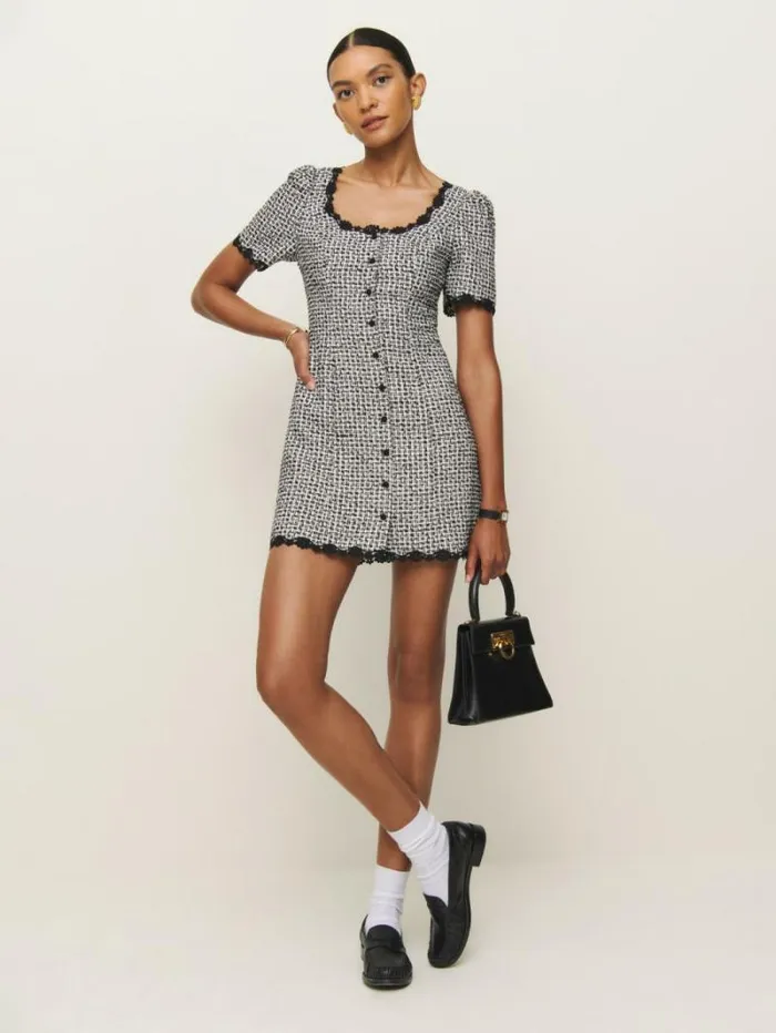 The Reformation Anabella Dress Black Check 8211 Clothing