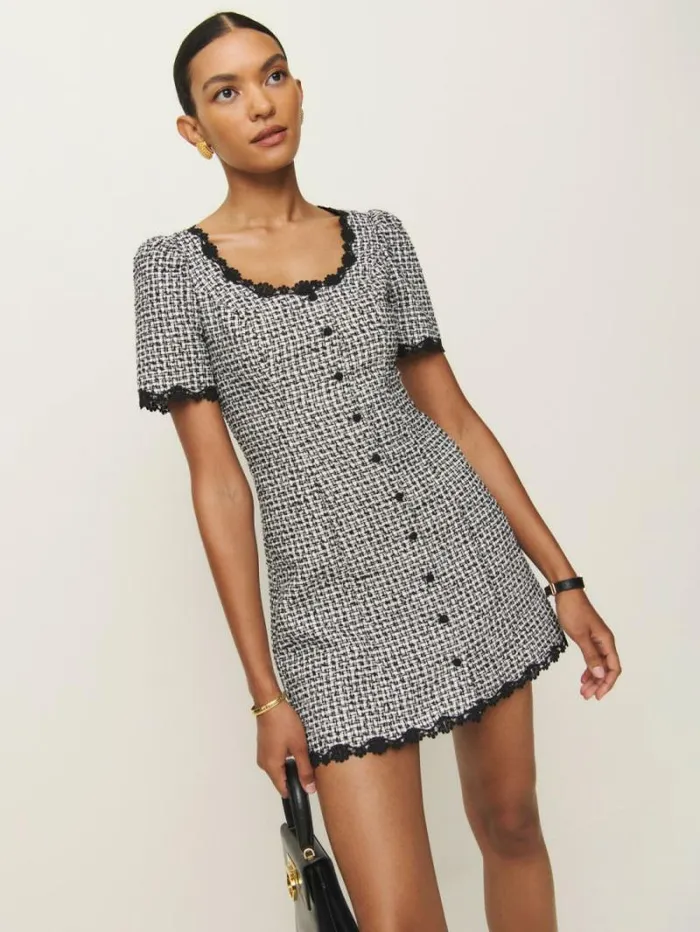 The Reformation Anabella Dress Black Check 8211 Clothing
