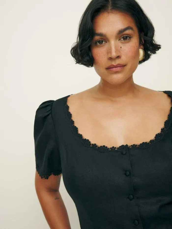 The Reformation Anabella Linen Top Es Black 8211 Clothing