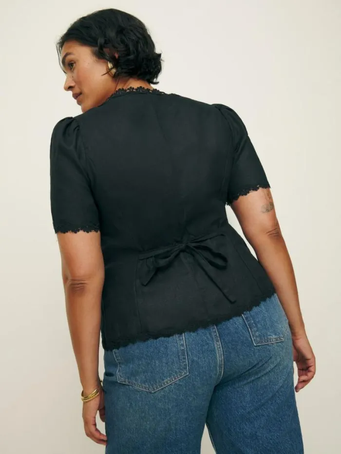 The Reformation Anabella Linen Top Es Black 8211 Clothing