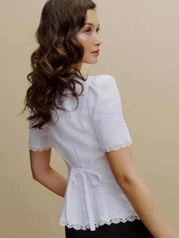 The Reformation Anabella Linen Top White 8211 Clothing