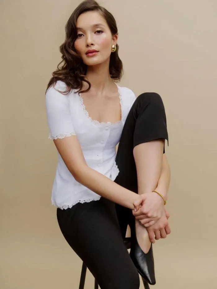 The Reformation Anabella Linen Top White 8211 Clothing