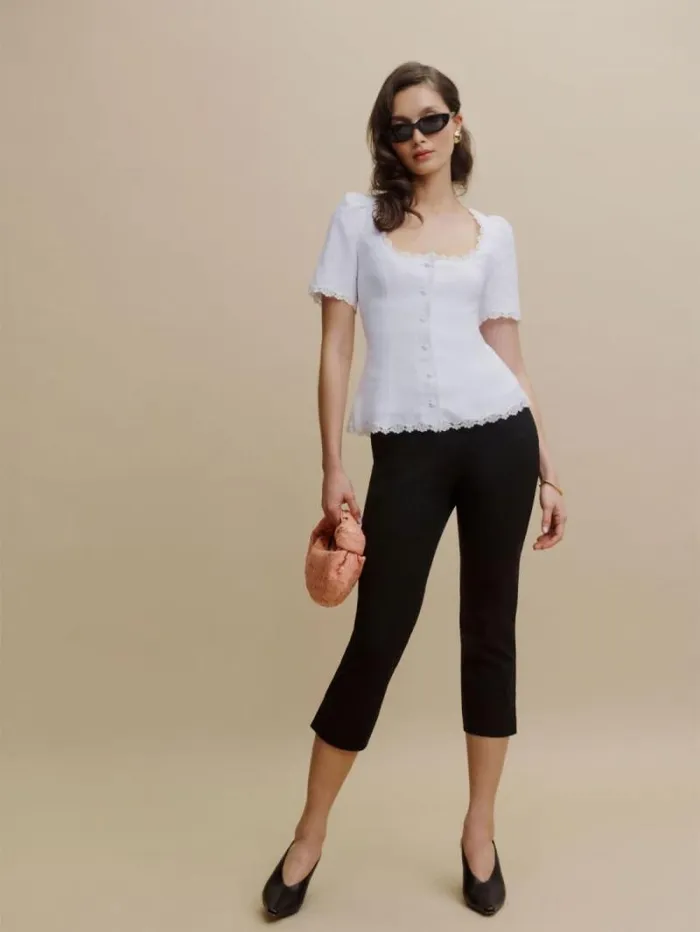 The Reformation Anabella Linen Top White 8211 Clothing