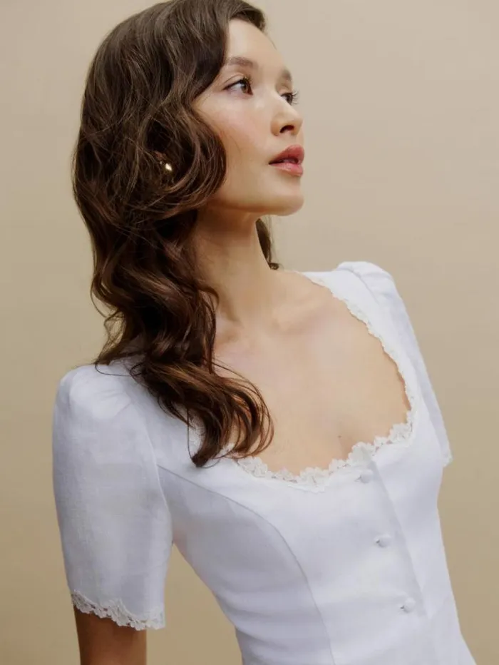 The Reformation Anabella Linen Top White 8211 Clothing