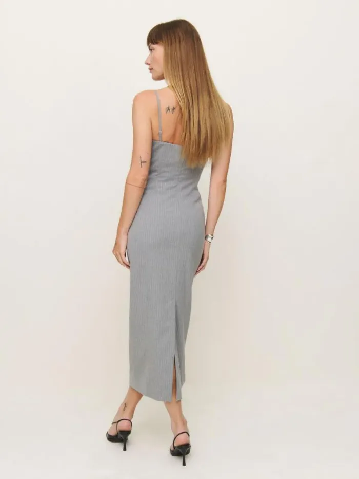 The Reformation Angelo Dress Grey Pinstripe 8211 Clothing